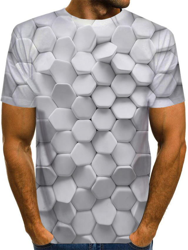  Men's T shirt Tee Shirt Designer Summer Graphic Optical Illusion Short Sleeve Round Neck Daily Print Clothing Clothes Designer Basic Exaggerated White