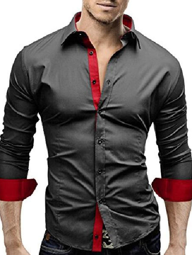  col de chemise pour hommes hauts à manches longues streetwear noir et blanc saphir marine / chemises décontractées