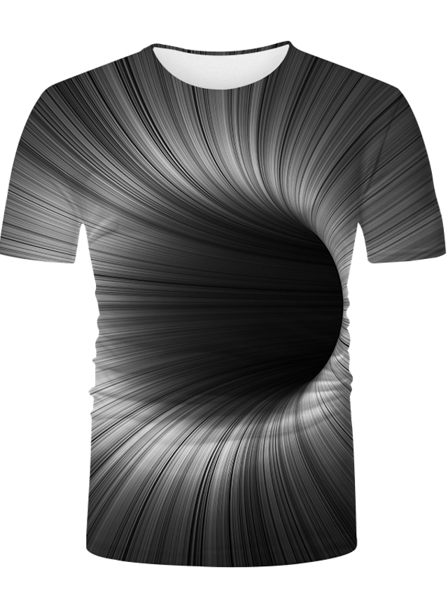  Men's Unisex T shirt Tee Shirt Tee Graphic Optical Illusion Round Neck Black / White Green Blue Yellow 3D Print Plus Size Casual Daily Short Sleeve 3D Print Print Clothing Apparel Basic Fashion Cool