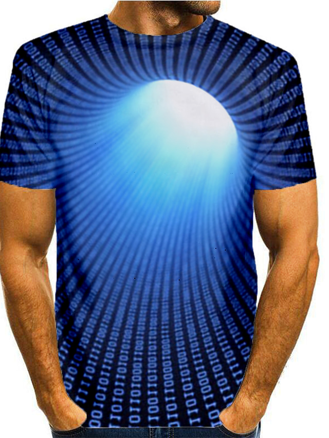  رجالي قميص تي شيرت الرسم مجرد 3D رقبة دائرية أسود أزرق أصفر أحمر طباعة ثلاثية الأبعاد قياس كبير مناسب للبس اليومي كم قصير طباعة ملابس