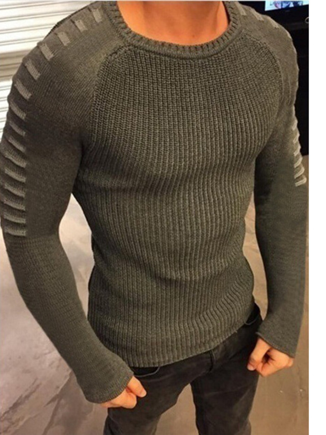  Men's Sweater Pullover Knit Solid Color Crew Neck Fall White Black S M L / Long Sleeve