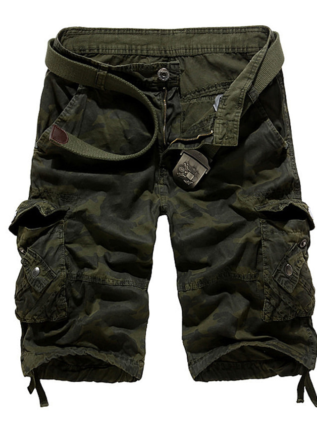  Men's Cargo Shorts with Pockets Camouflage Casual ArmyGreen Grass Green White gray 30 31 32