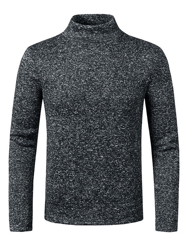  Men's Sweater Pullover Knit Hollow Out Solid Color Turtleneck Basic Daily Winter Black Light gray S M L / Long Sleeve / Regular Fit