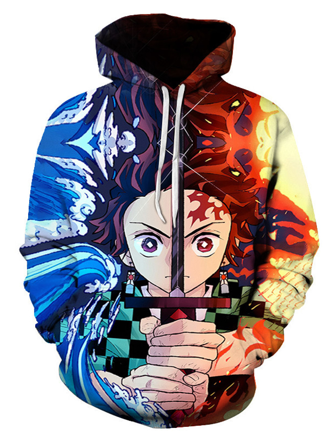  Inspired by Demon Slayer Kamado Tanjirou Cosplay Costume Hoodie Polyester / Cotton Blend 3D Printing Harajuku Graphic Hoodie For Women's / Men's
