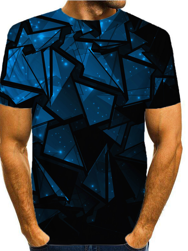  Men's T shirt Tee Designer Summer Short Sleeve Graphic 3D Print Round Neck Daily Print Clothing Clothes 1pc Designer Black / Navy