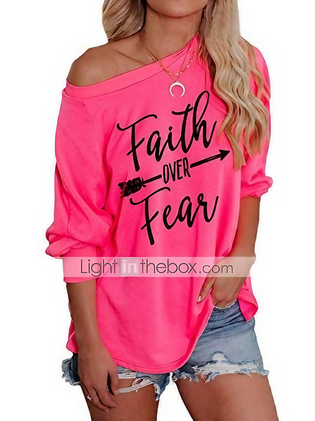  kvinnor tro över rädsla tröja långärmade toppar kristna säger skjortor tröja blus