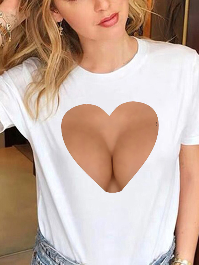  Femme T shirt Tee Design Estampage à chaud 3D Imprimés Photos Manches Courtes Col Rond du quotidien Imprimer Vêtements Design basique Sexy Blanche Noir