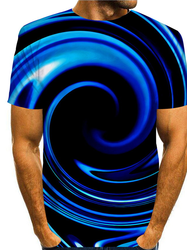  Men's T shirt Shirt 3D Print Graphic Round Neck Daily Holiday Print Short Sleeve Tops Basic Casual Black / Summer