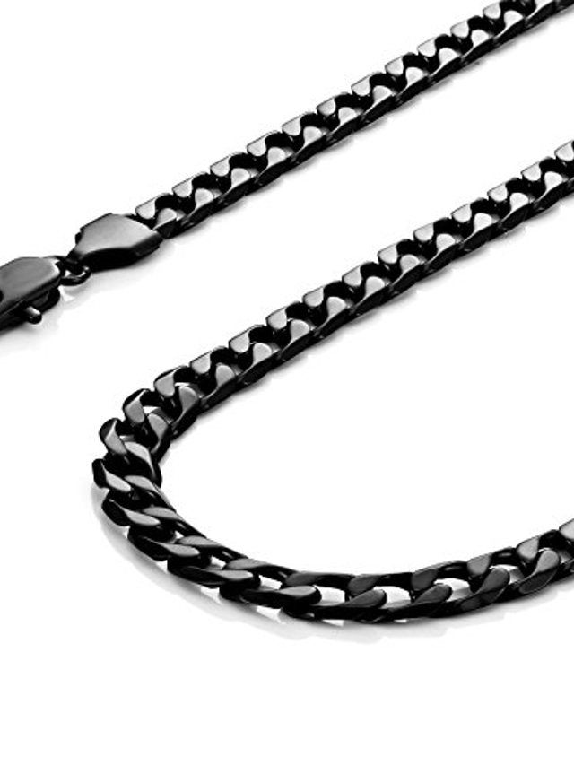  Urban-Jewelry Powerful Mens Necklace Black 316L Stainless Steel Chain 46, 54, 59, 66-cm, (6mm)