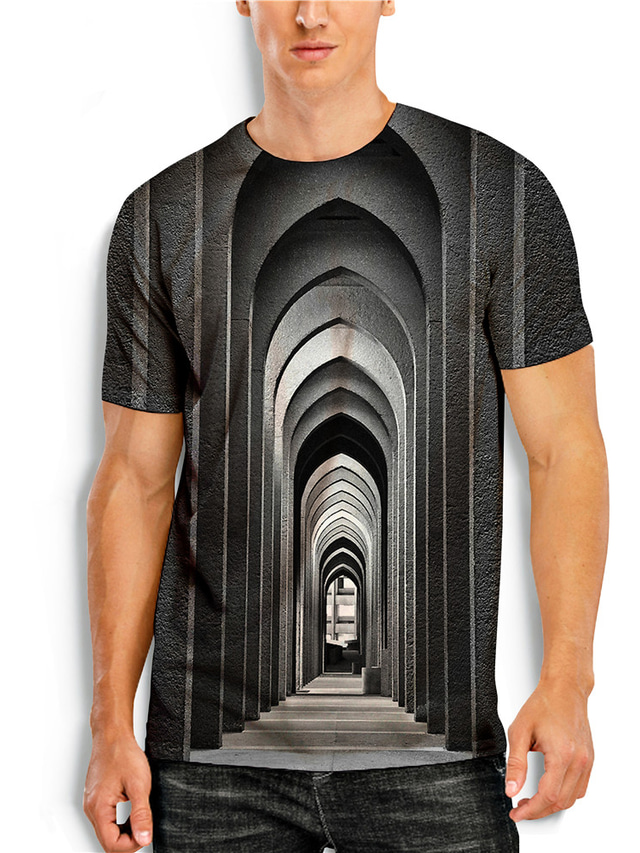 Herren T Shirt Designer Sommer Kurzarm Geometrisch 3d Print Rundhalsausschnitt Täglich Festtage 6716