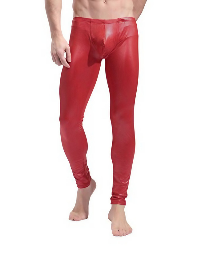  Men's Sexy Slim Pants Pants Solid Color Low Waist Slim Black Red S M L XL