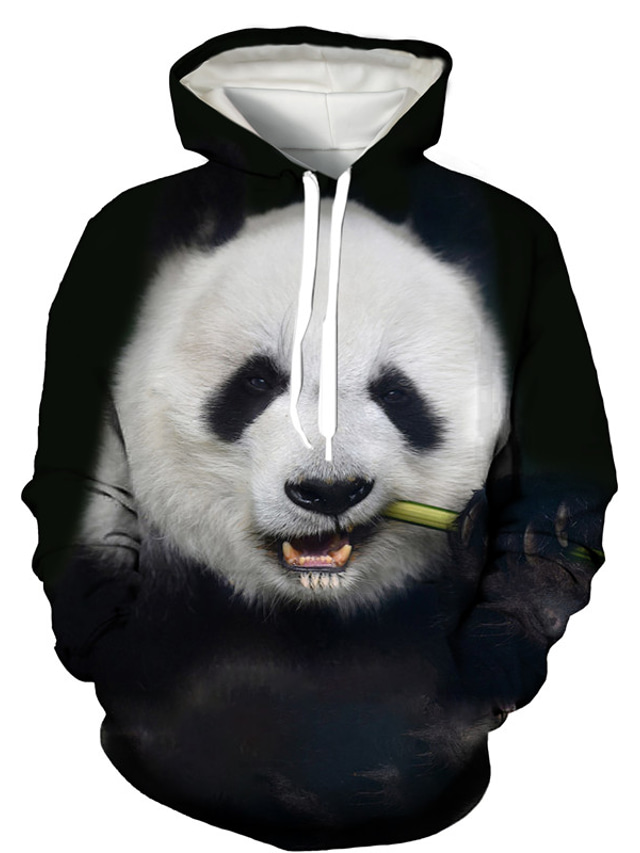  Hombre Sudadera con capucha Estampado Estampado 3D Design Graphic Oso Panda Estampados Negro Print Con Capucha Diario Festivos Manga Larga ropa Ajuste regular