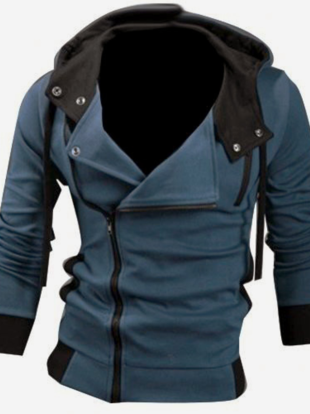  men's slim fit long sleeve hooded jacket grey xxl
