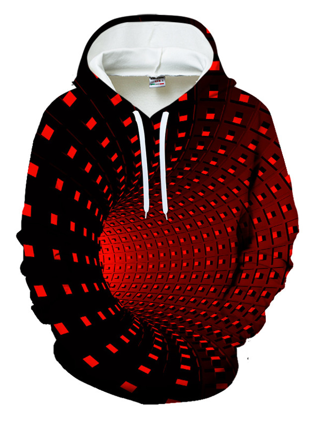  Herre Hættetrøje Designer Afslappet Grafisk Geometrisk 3D Print Grøn Blå Lilla Gul Rød Trykt mønster Plusstørrelser Hætte Langærmet Tøj Tøj Regulær