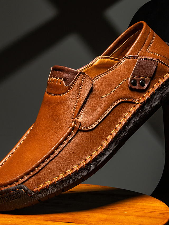  Men's Loafers & Slip-Ons Plus Size Handmade Shoes Vintage Classic Outdoor Office & Career Microfiber Loafer Light Brown Dark Brown Black Spring Fall