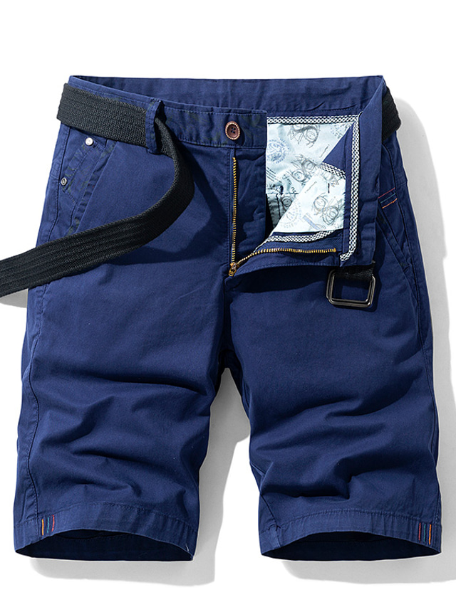  Men's Chino Shorts Shorts Cargo Shorts Solid Colored Mid Waist Khaki Light Grey Dark Blue 29 30 31