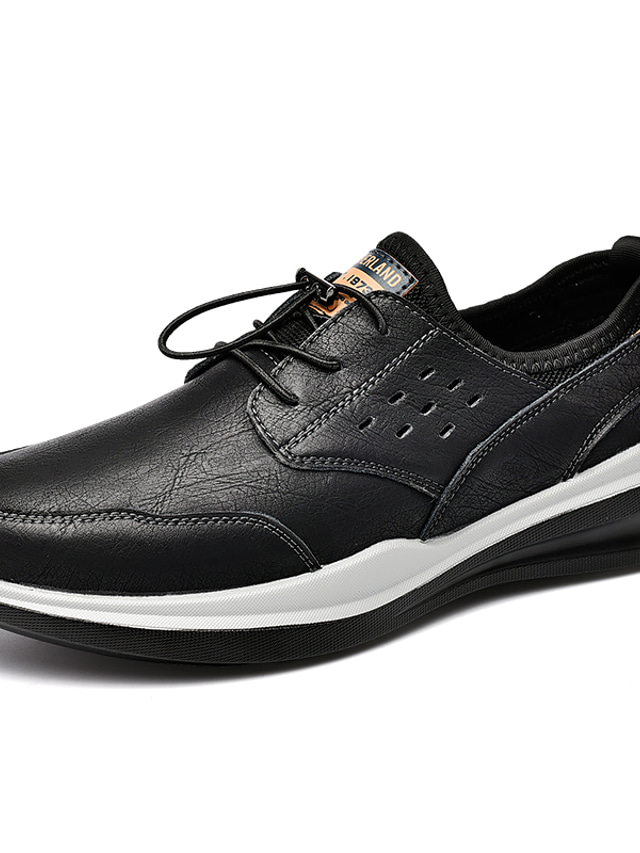  رجالي أحذية رياضية مناسب للبس اليومي جلد متنفس رمادي أسود الربيع الصيف