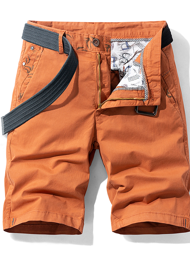  Herr Chino Shorts Shorts Cargo-shorts Solid färg Medium Midja Kaki Ljusgrå Mörkblå 29 30 31