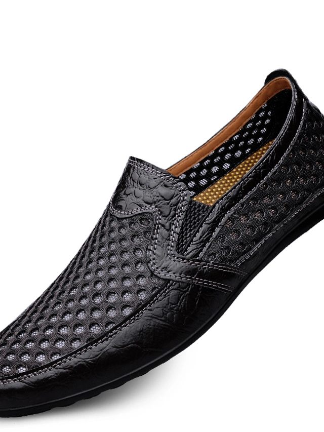 Mocassins Hommes En Cuir Synthétique - Chaussures De Ville Décontractées, Style Bateau - Confortables, Légères, Antidérapantes