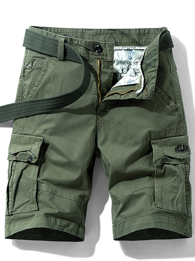  Men's Cargo Shorts Bermuda shorts Hiking Shorts Multi Pocket Plain Sports Outdoor Streetwear Cargo Shorts Shorts ArmyGreen Light Grey