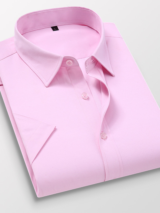  Per uomo Camicia Camicie Tinta unica Tinta unita Colletto italiano visibile Rosa chiaro Nero Bianco Rosso Blu Ufficio Giornaliero Manica corta Abbigliamento Cotone Essenziale Lavoro
