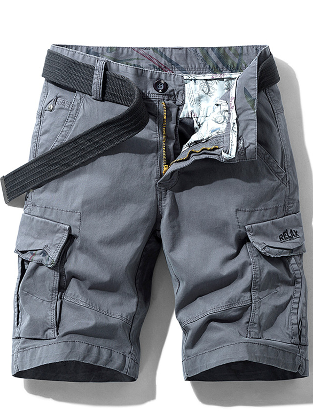  Herr Cargo-shorts Shorts Cargo-shorts Shorts Solid färg ArmyGreen Kaki Ljusgrå 31 32 34