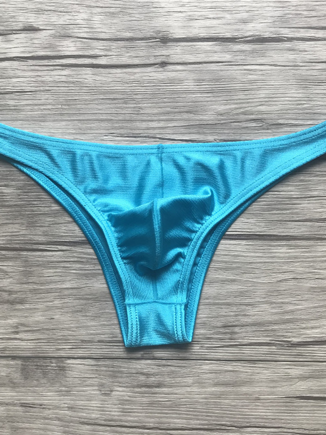  Slip de base pour hommes sous-vêtement extensible taille basse sexy demi hanches slip de bikini 1 pc bleu noir s