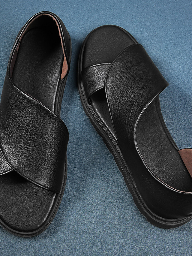 Men’s Black Leather Fisherman Sandals – Breathable Comfort Wear main image 0