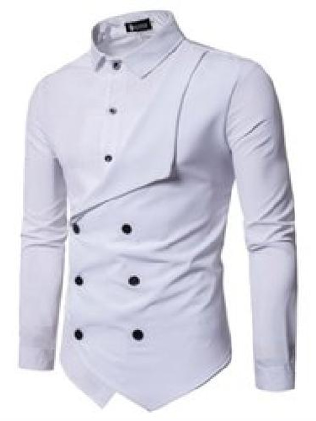  Herren Casual Shirts 2021 gefälschte zweiteilige Herrenhemd Mode feste unregelmäßige soziale Herrenkleid Herbst Langarm Knopf Business Slim Fit