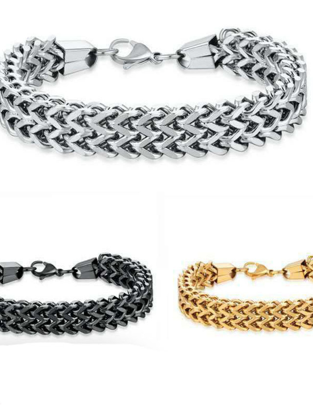  thick bracelet square fish scale titanium steel bracelet, gold, silver and black three-color electroplating