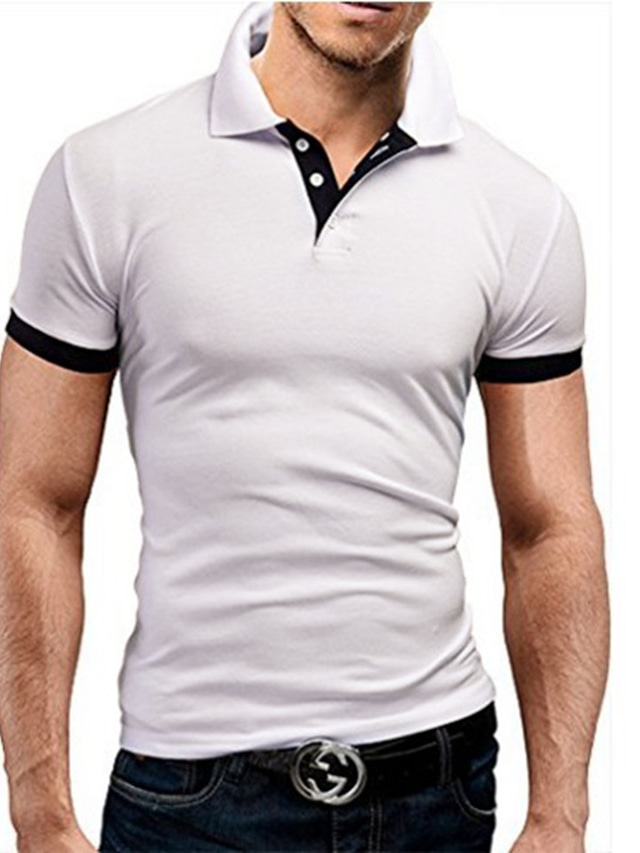  Men's Polo Shirt Golf Shirt Sports Fashion Casual Short Sleeve Wine Black Light gray Dark Gray Navy Blue White Solid Color Turndown Casual Daily Button-Down Clothing Clothes Sports Fashion Casual