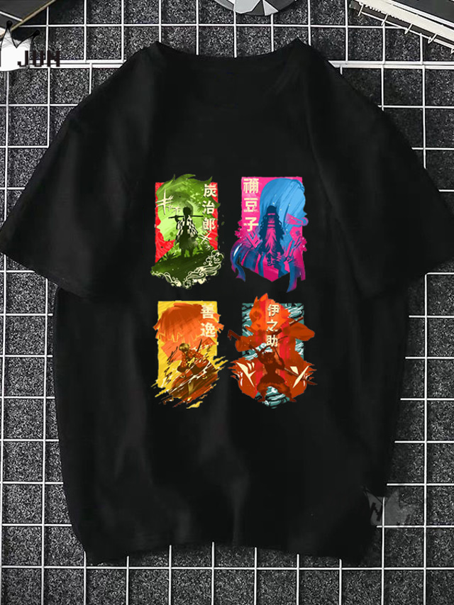  Inspirado por Matador de demônios Fantasias Traje Cosplay Japonesa/Curta 100% Poliéster Estampado Camiseta Para Mulheres / Homens