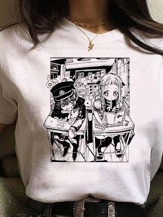  Inspireret af Toiletbundet Hanako Kun Cosplay Cosplay kostume T-shirt Polyester / bomuldsblanding Trykt mønster Harajuku Grafisk Kawaii T恤衫 Til Herre / Dame / Anime / Tegneserie