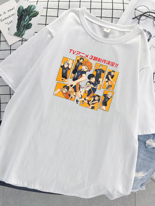  Inspireret af Haikyuu Cosplay Cosplay kostume T-shirt Polyester / bomuldsblanding Trykt mønster T恤衫 Til Dame / Herre