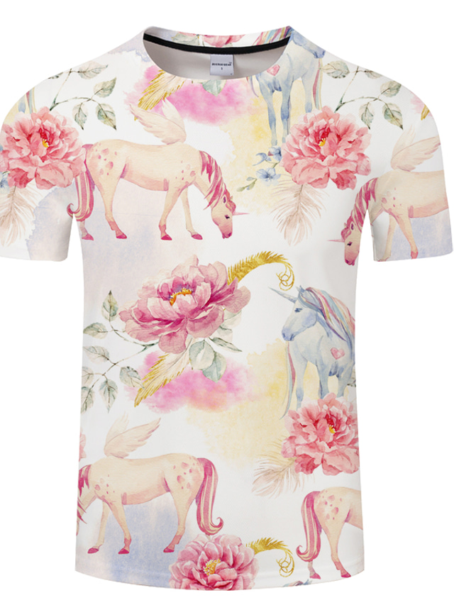  Per uomo Magliette maglietta Originale Estate Manica corta Pop art Unicorno Animali Con stampe Plus Size Girocollo Informale Giornaliero Stampa 3D Stampa Abbigliamento Abbigliamento Standard