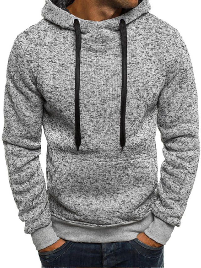  Men's Hoodie Sweatshirt Streetwear Casual Color Block Light gray Dark Gray non-printing Hooded Daily Going out Weekend Long Sleeve Clothing Clothes Regular Fit
