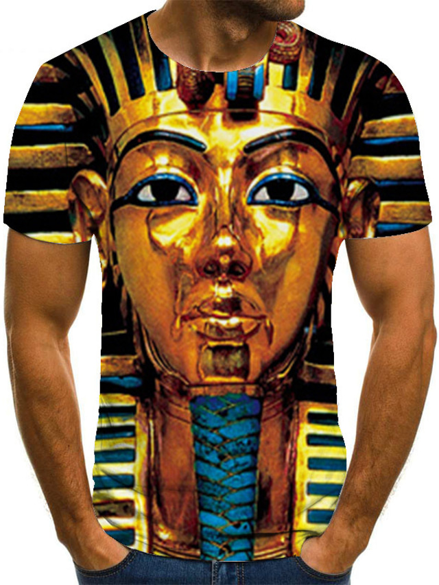  Men's T shirt Tee Tee Designer Basic Casual Summer Short Sleeve Gold Graphic Egypt series Print Plus Size Round Neck Casual Daily Print Clothing Clothes Designer Basic Casual