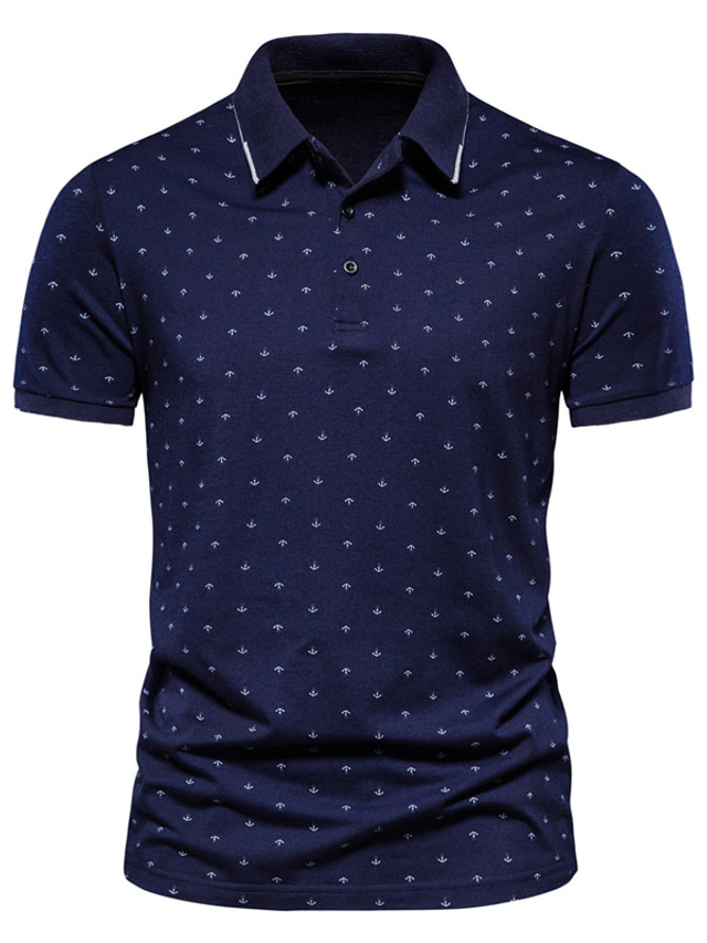  Herr POLO Shirt Golftröja Tennisskjorta Grafisk Krage Klassisk krage Ledigt Dagligen Kortärmad Blast Enkel Vit Vin Marinblå