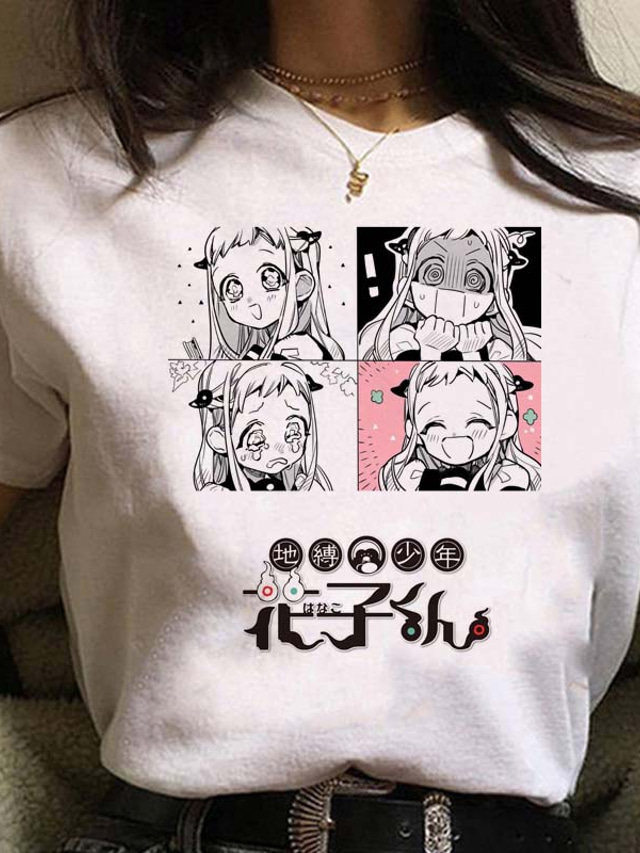  Inspirerad av Toalettbunden Hanako kun Cosplay Cosplay-kostym T-shirt Polyester / bomullsblandning Tryck Harajuku Grafisk Söt T-shirt Till Dam / Herr