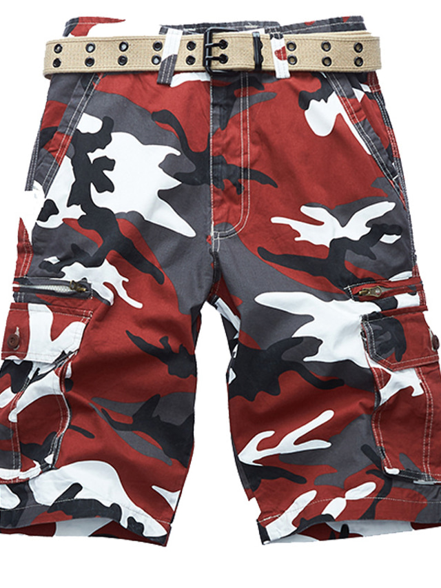  Men's Cargo Shorts Straight Multiple Pockets Streetwear Stylish Casual Daily Inelastic 100% Cotton Breathable Outdoor Sports Camouflage Camouflage Red Yellow camouflage Camouflage White 29 30 31