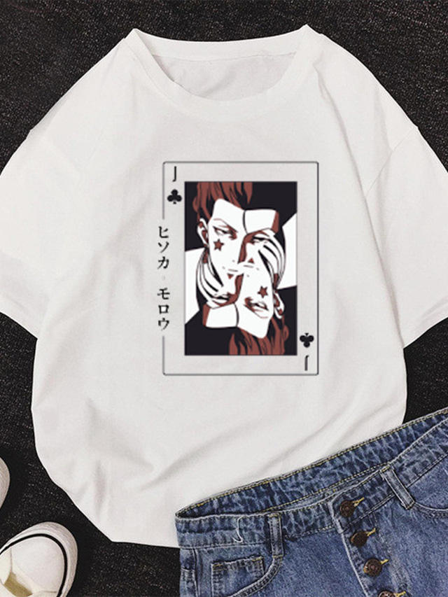  Inspirado por Caçador x Caçador Fantasias Traje Cosplay Japonesa/Curta Combinação Poliéster / Algodão Estampado Harajuku Arte Gráfica Kawaii Camiseta Para Mulheres / Homens