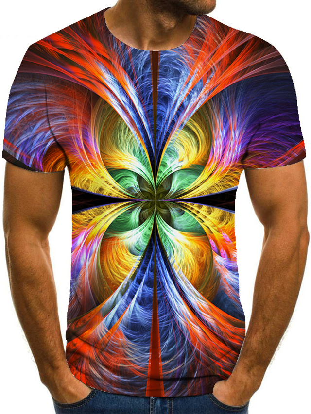 Herren T Shirt Design Sommer Graphic 3D-Druck Geometrisch Übergröße
