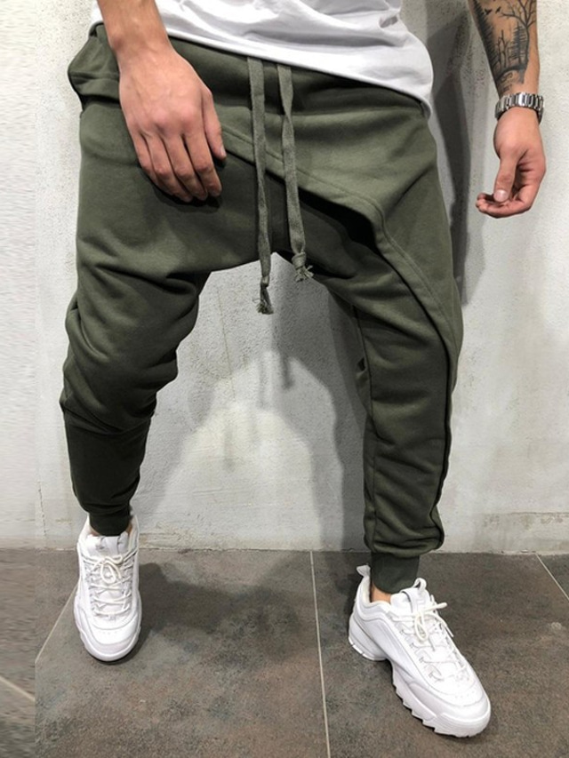  men's fashion solid color trousers Jogging pants hip hop running joggers slim casual drawstring trousers sweatpants sports outdoor