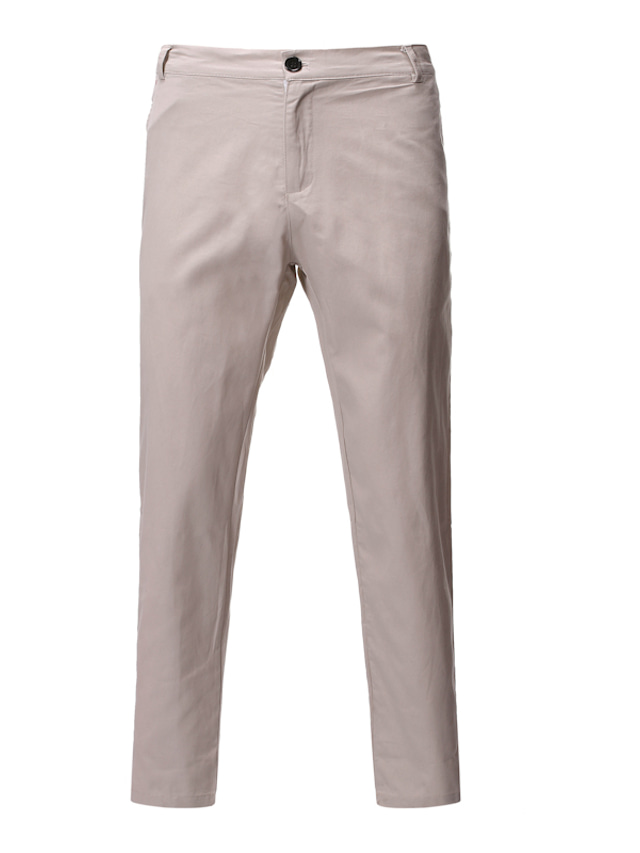  男性用 スーツ チノパン ズボン ストレート ポケット 純色 高通気性 全長 フォーマル ビジネス カジュアル コットン混 チノ イエロー カーキ色 マイクロエラスティック