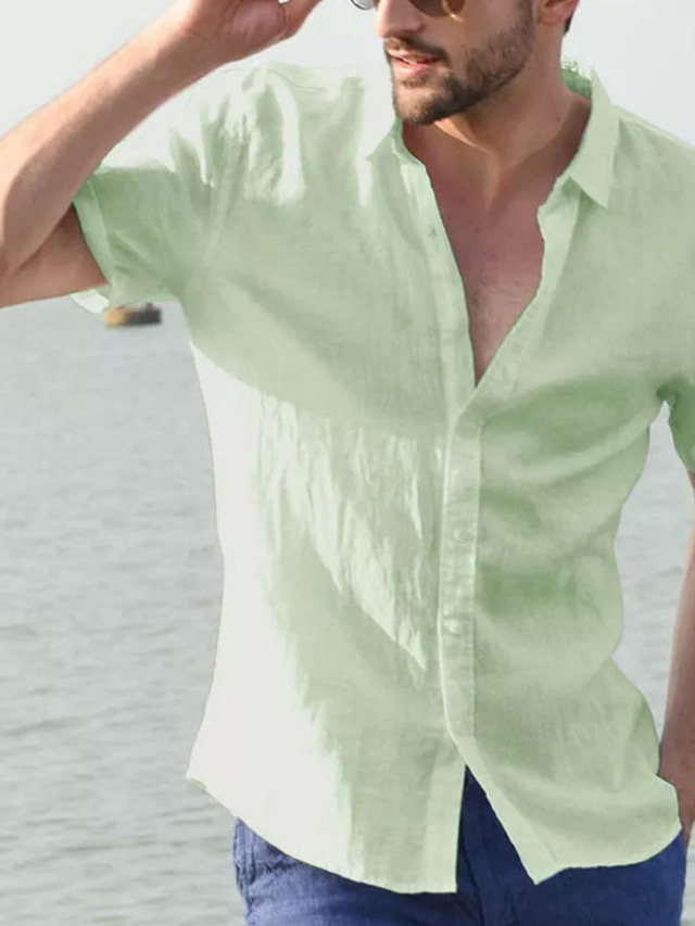  mænds skjorter sommer afslappet kjole skjorte korte ærmer skjorter toppe bluse tee