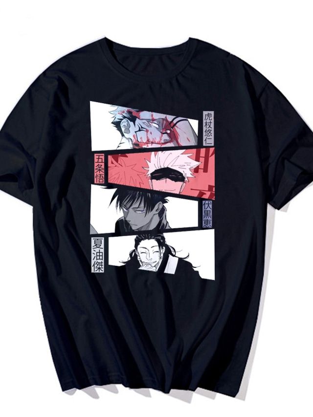  Innoittamana Jujutsu Kaisen Cosplay Anime Cartoon Polyesteri / puuvillasekoite Painettu Harajuku Kuvitettu Kawaii T-paita Käyttötarkoitus Miesten / Naisten