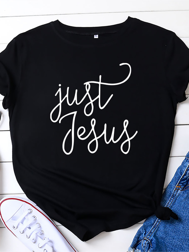  kvinnor jesus grafiska t-skjortor damkläder svart xx-large