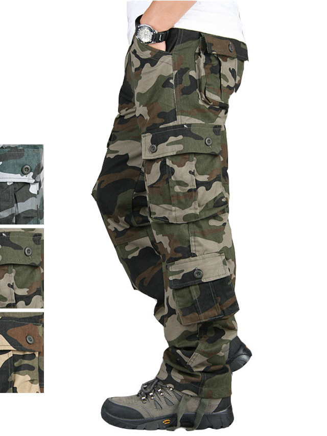  Men's Tactical Cargo Pants Trousers Work Pants Multi Pocket Camouflage Outdoor Sports Full Length Sports Work Cotton Sports Sports & Outdoors Green Blue