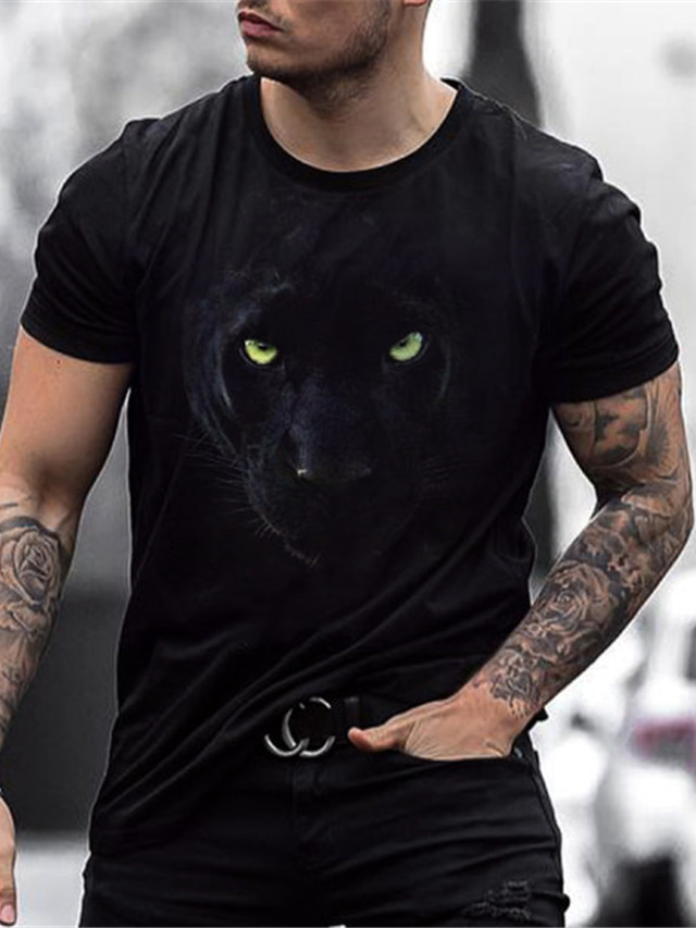  Herren T-Shirt T Shirt Tee Graphic Animal Crew Neck Braun 3D Print Plus Size Casual Daily Short Sleeve Clothing Apparel Designer Basic Slim Fit