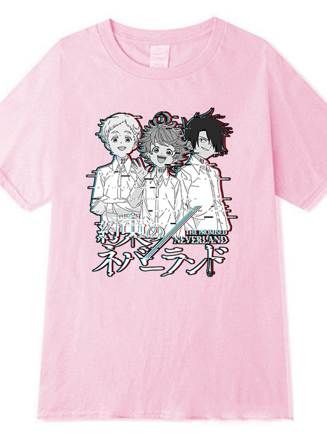  Inspirado por O prometido Neverland Fantasias Anime Desenho Combinação Poliéster / Algodão Imprimir Harajuku Arte Gráfica Kawaii Camiseta Para Homens / Mulheres